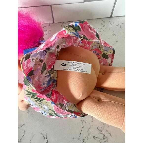 Troll Kidz In Dress Vintage Russ Plush Toy 12” Tall RARE Bright Blue Eyes - Picture 3 of 5